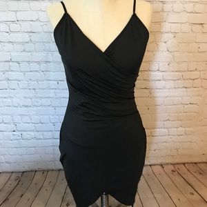 Thin strap Wrap Dress with Front Slit